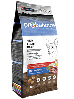 Сухой корм для собак Probalance Adult Light, контроль веса, с говядиной, 12кг